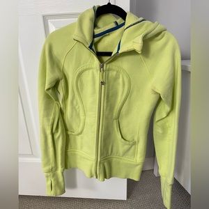 Lululemon Full Zip Scuba Clarity Yellow Blue Hooded Sweatshirt Size 8